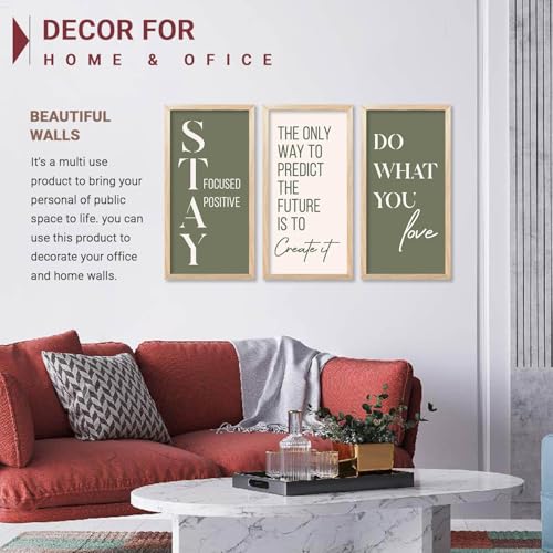 Image of kotart - Quotes Wall Decor Paintings | Quotes Wall Decor Poster With Frames | Wall Hanging Paintings For Office Living Room Bedroom | Motivational Quotes Poster With Frame Set of 3 (13x25 inch, F)