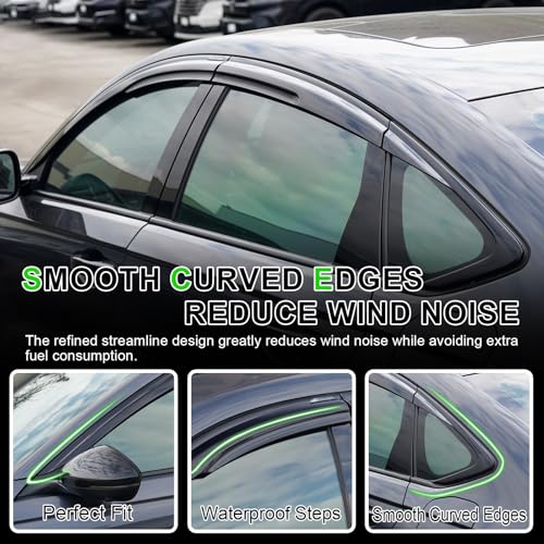 APILT Outside-Mount Rain Guards Window Visors for 2023-2026 Honda Accord Full-Size Wind Vent Deflectors Car Accessories Dark Smoke 6-Piece Set with Thicker and Waterproof Steps by APILT - Image 5