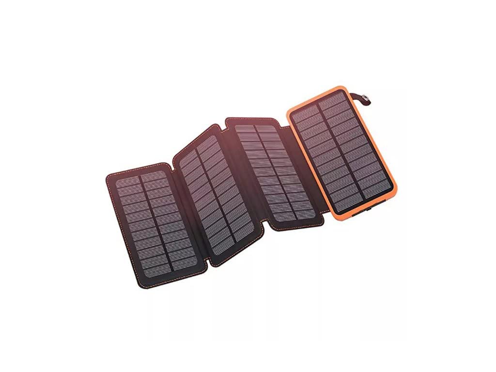 Solarna ładowarka do telefonu komórkowego z 4 modułami, 5 V/2 A akumulator solarny, 20000 mAh, przenośny powerbank z podwójnym wyjściem, USB - C i latarka. Ładowarka do iPhone'a, iPada, aktywności na