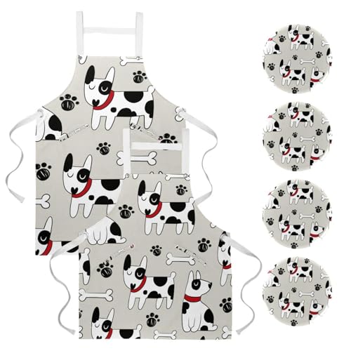 Tablier de cuisine pour pâtisserie et nettoyage de la maison avec motif chien rigolo