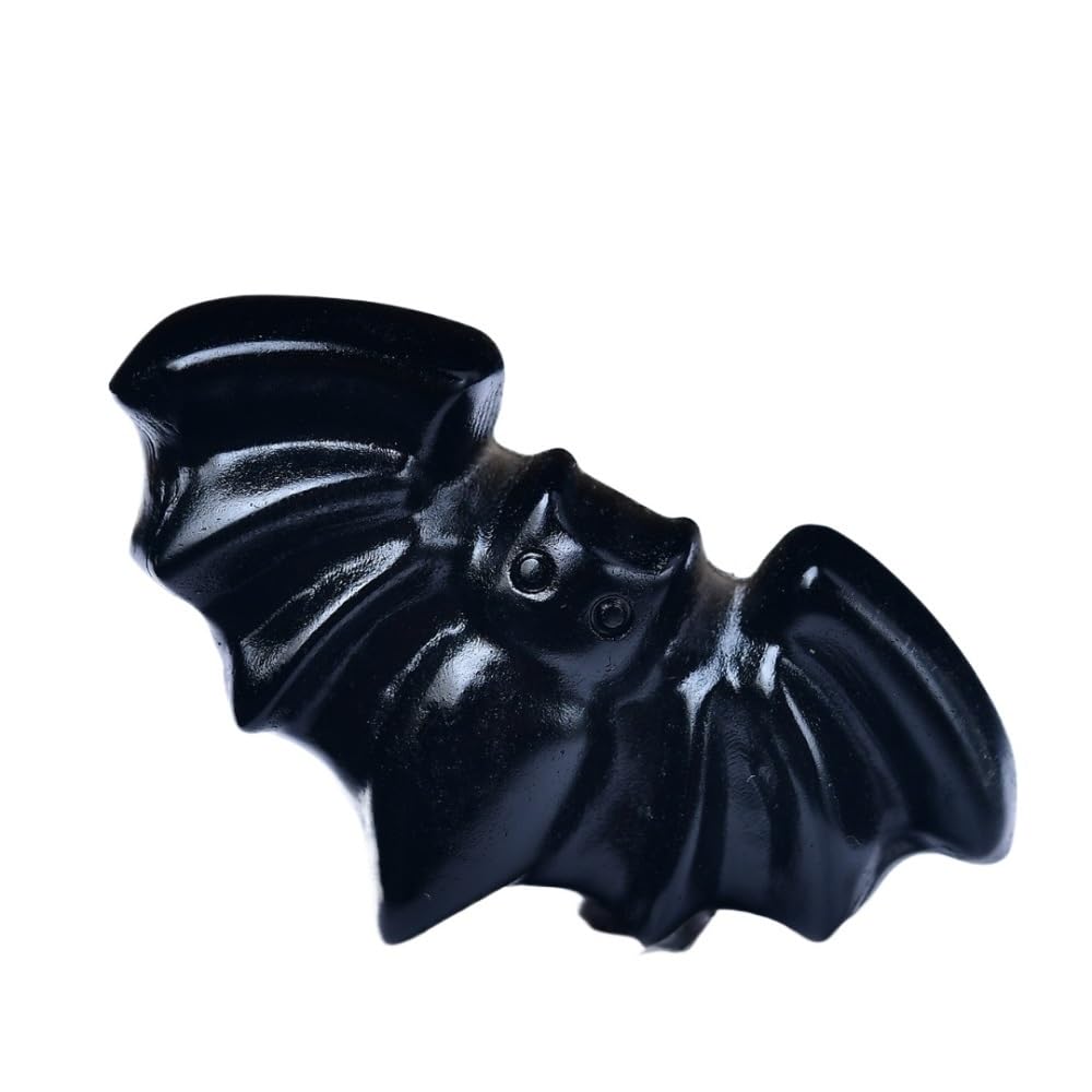 HUFFA Natural Crystal Carved Bat - Unique Decorative Piece for Home and Office Décor(Obsidian)
