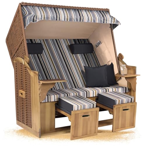 Strandkorb Hanse Ostsee XXL 2,5 Sitzer Volllieger Natur Beige 150cm...