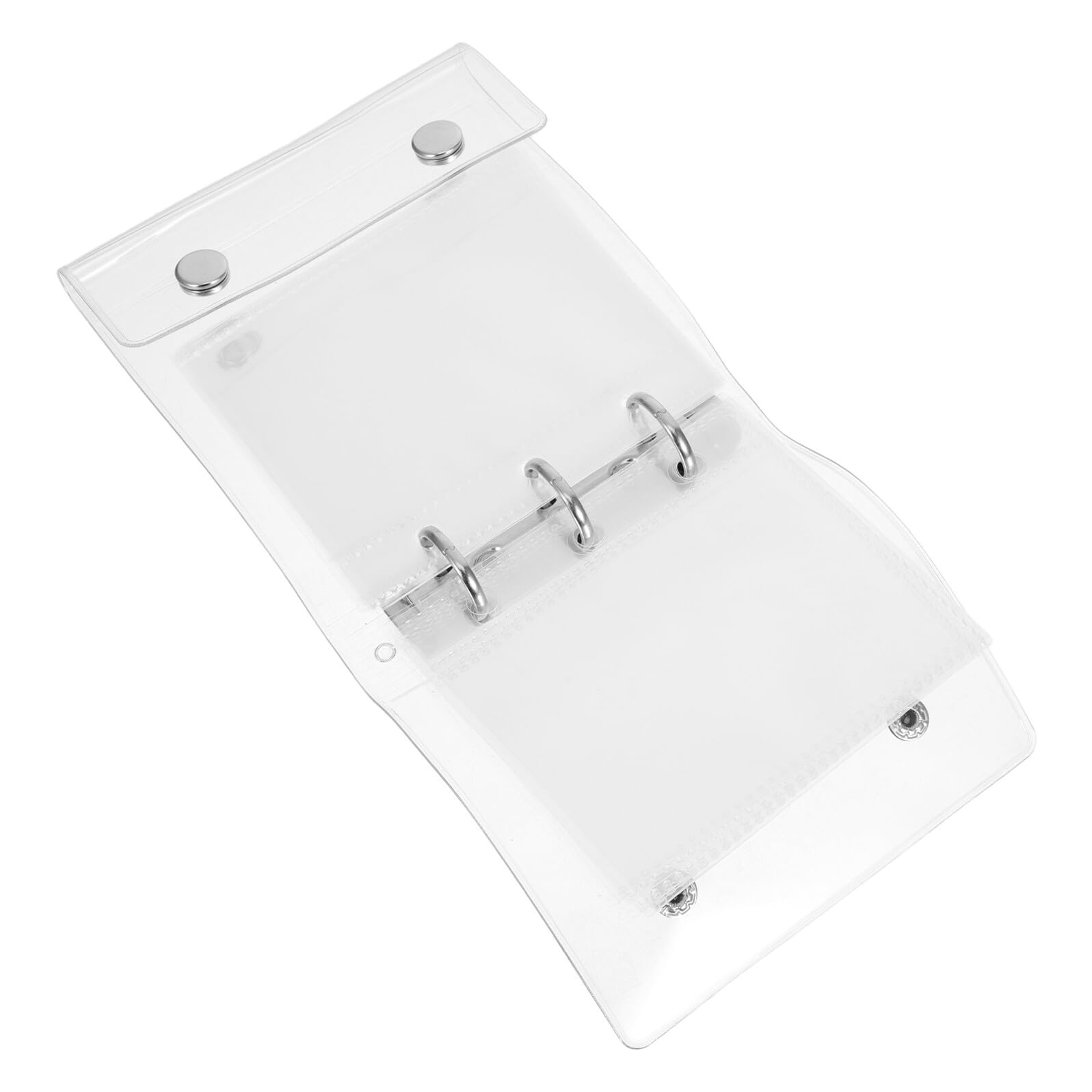 SHERCHPRY A8 Mini 3-Ring Binder with Snap Closure, 21pcs Loose Leaf Binder Set Including 20 Pockets, Silver Soft Round Ring Folder for Office and School Use