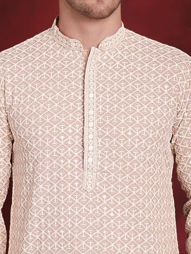 Image of Jompers Men Pure Cotton Regular Fit Sequin Embroidered Kurtas