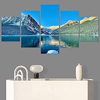 SIGNWIN 5 Panel Canvas Wall Art Winter Lake for Home Decorations Ready to Hang - 60