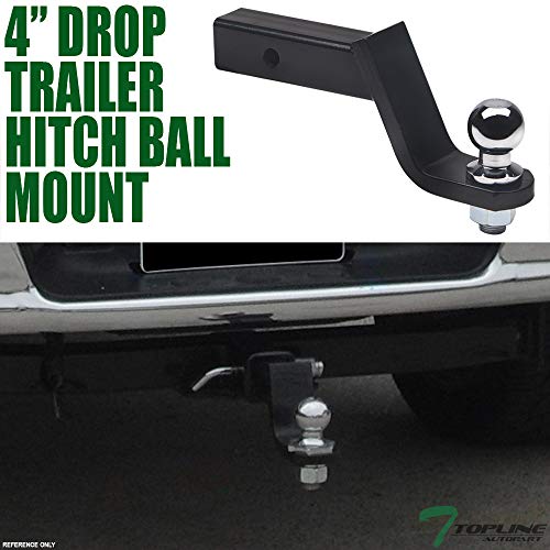 Universal 4" Drop Rear Bumper Trailer Tow Hitch Loaded Ball Mount With Pin & Clip Kit For 2" X 2" Towing Receiver Tube #TOP1