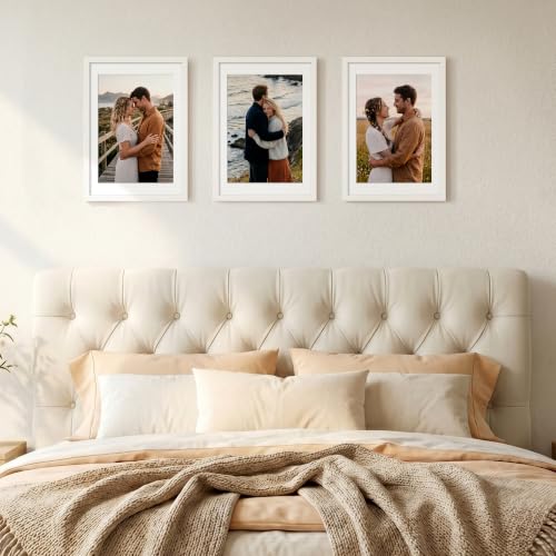 Image of upsimples 12x17 Picture Frame, Display Pictures 10x14 with Mat or 12x17 Without, Wall Hanging Photo Frame, White, 1 Pack