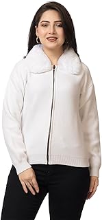 lasoon Women’s Winter Wear Zipper Cardigan | Soft Knitted Free Size Sweater with Fur Collar-picture-37