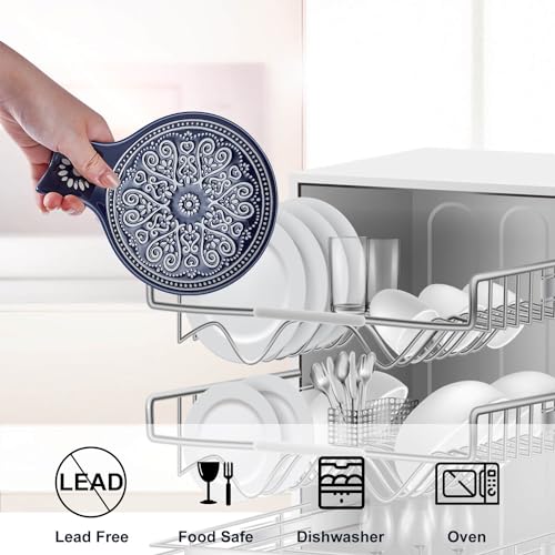 Ceramic Spoon Rest, Cooking Spoon Holder for Kitchen Counter/Stove Top/Dining Table Modern Farmhouse Decorative, Large (Blue) - Image 7