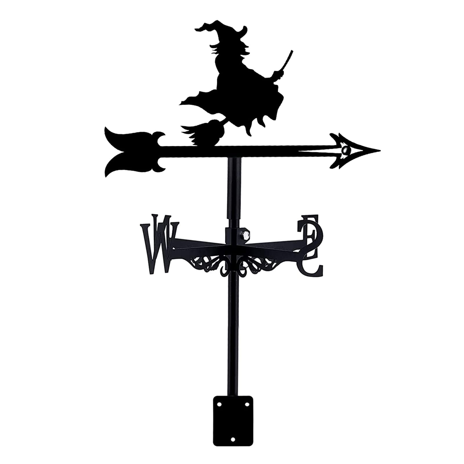 Klonwg Witch Weathervane For Roof Mount Weather Vane Outdoor Farm Scene Wind Direction Indicator With Anti-Rust Coating Weathercock