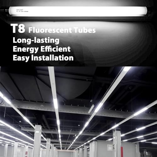 F15T8/DL 18 Inches T8 15 Watt Fluorescent Tube Compatible for Sylvania GE Eiko F15/T8/D Daylight 6500K G13 Bi-Pin Base 6 Count - image 6