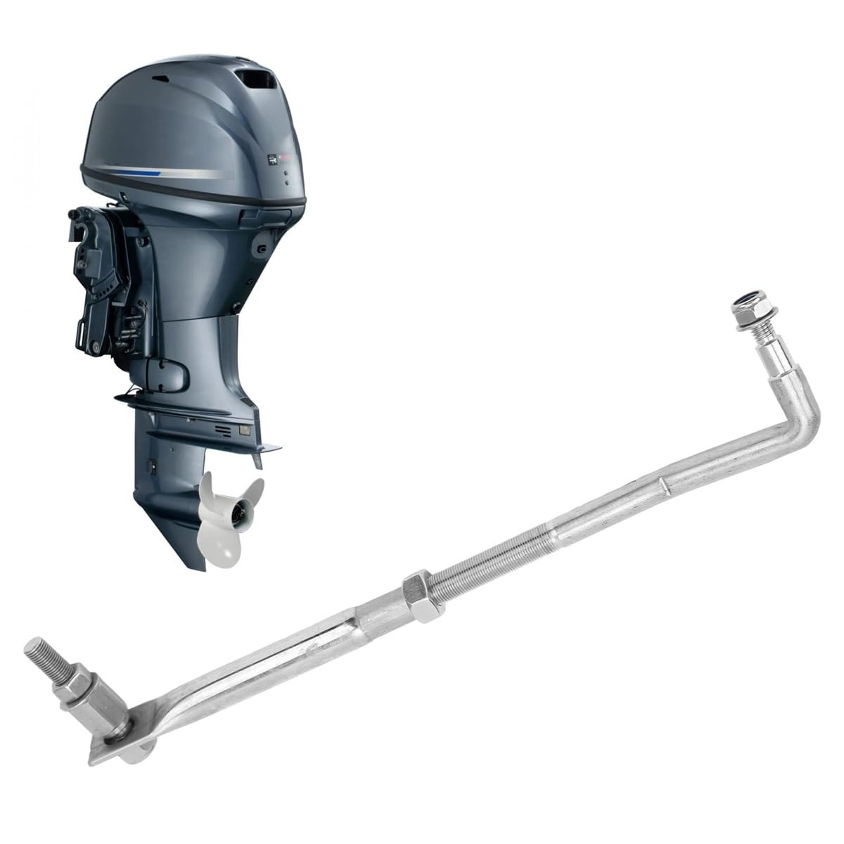 Ubric Barra de dirección para motor fueraborda, ajustable de acero inoxidable de 265 a 315 mm, universal para motores fueraborda de 15 CV a 200 CV