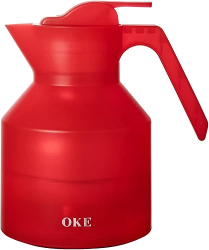 OKE - Jarra de café de 34 onzas, jarra térmica con forro de vidrio las 24 horas de aislamientoenfriamiento, dispensación de un solo toque con asa,