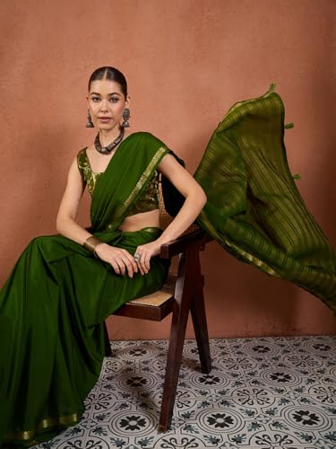 Image of AKHILAM Women's Kanjivaram Woven Soft Silk Saree With Blouse Piece