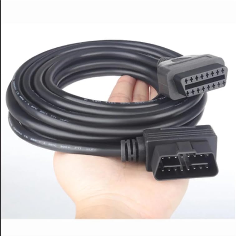 16FT/5m 16Pin OBD2 Extension Cable for Car Diagnostic Tool, OBD-II 16 Pin Right Angle Male to Female ELM327 Diagnostic Extension Cable