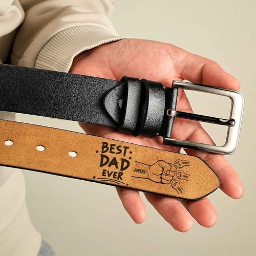 VEELU Personalized Mens Leather Belt for Dad - Handcrafted Customized Belt Gifts for Men Anniversary3