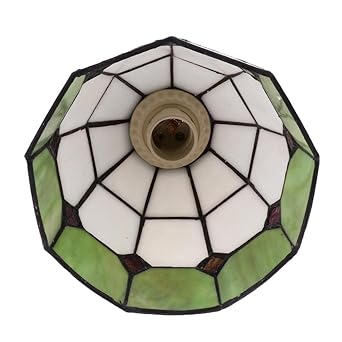 Moxic Stained Glass Mediterranean Style Flush Mount Ceiling Light Lampshade Green