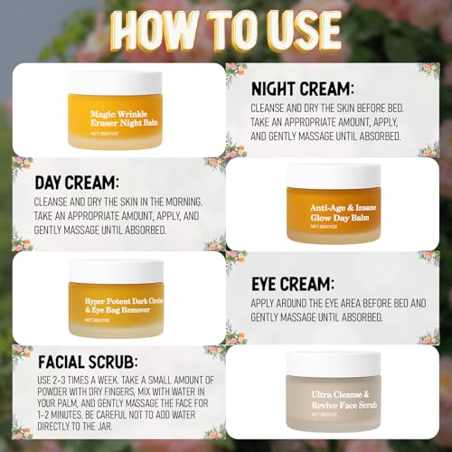 Organics Mature Skin Face Cream, 4-in-1 Natural Skin Care Set, Deep Hydration, Multi-Functional Day and Night Moisturizing Balm for Women, 30ml*4 - Image 7