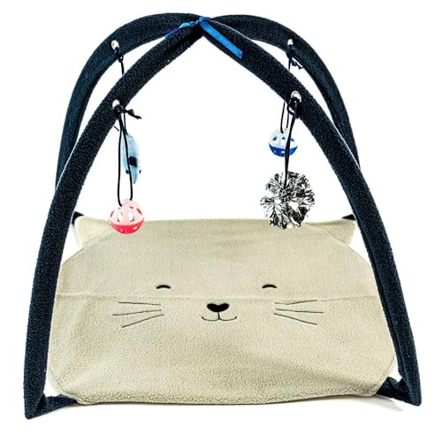 Aire de Jeu Interactive pour Chat – Tapis d’Éveil Doux avec Arches et Jouets Suspendus – Espace Ludique & Confortable pour Stimuler, Divertir et Reposer...