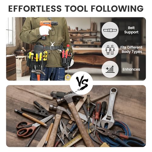 Image of Tool Belt,Genuine Leather Tool Pouch,Detachable & Adjustable Single Side Tool Belt Pouch for Electrician,Carpenter,Construction,Work Apron,Utility Belt. (Black-C)
