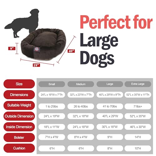 Image of Majestic Pet 40 Inch Micro Velvet Calming Dog Bed Washable - Cozy Soft Round Dog Bed with Spine for Head Support - Fluffy Donut Puppy Mat 40x29x9 (inch) Large - Storm (2025)
