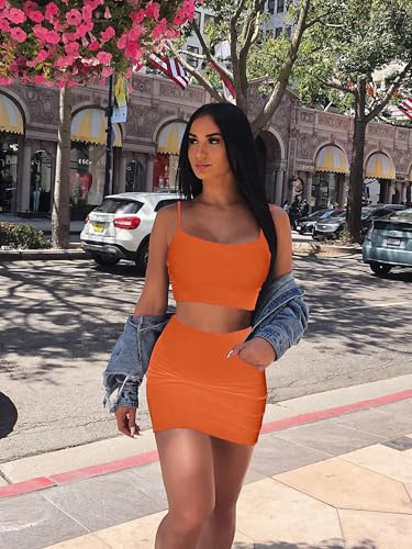 Image of BORIFLORS Women's Sexy 2 Piece Bodycon Mini Party Dresses Halloween Costume Strap Crop Top Short Skirt Set