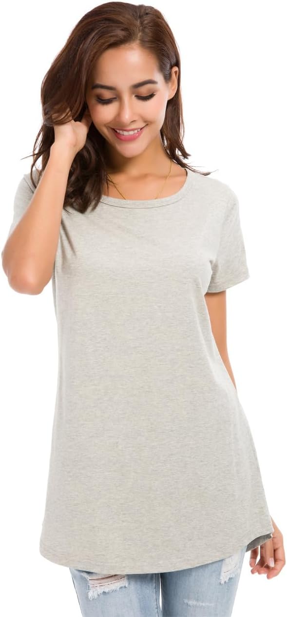 Women's Cotton T-Shirts Short Sleeve Loose Comfy Basic Plain Tunic Tee - Image 5