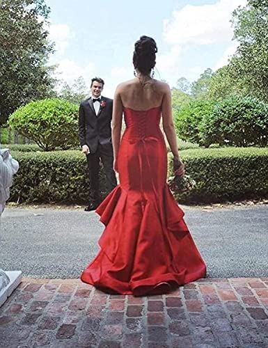 Womens Mermaid Prom Dress Sweetheart Long Satin Evening Gown with Ruffles4