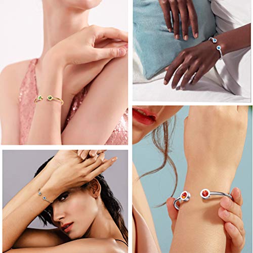 PROSTEEL Stainless Steel Birthstone Bracelet Jan - Dec Birthday,Jewelry for Women,2 Choices of Length, fit Wrist from 5.1''-7.6'' in Circumference, Come with Box2