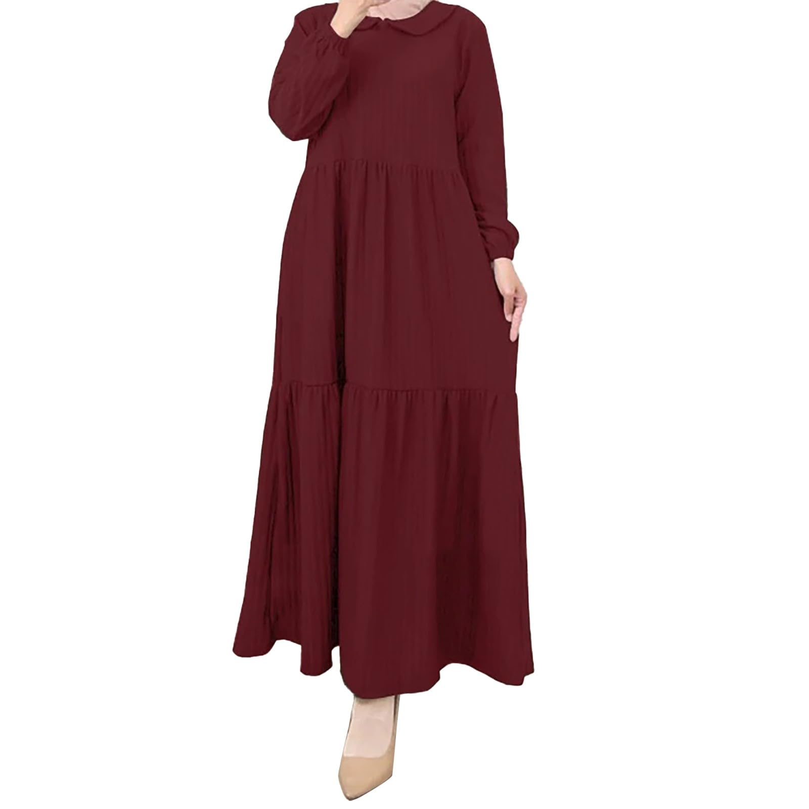 CLMJHG Abaya-Kleid für Frauen, rosa, islamische Kleider, Islam-Kaftan, Damen-Abaya-Kleid, Islam, muslimische Sommerärmel, Maxi-Kaftan-Robe, Ramadan-Kleidung
