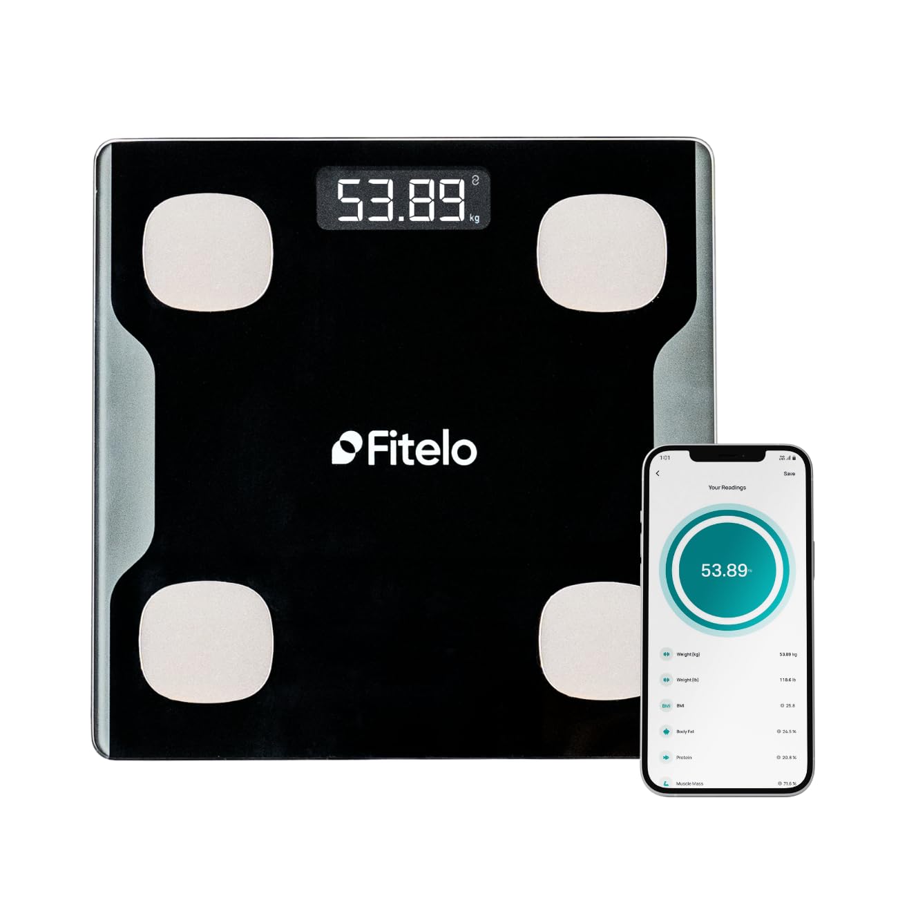 Fitelo Bluetooth Smart Scale, BMI Weight Machine for Body Weight with 13 Essential Body Parameters, Sync with Mobile App, 1 Yr Warranty (B0CRB62S9D) Amazon Price History, Amazon Price Tracker