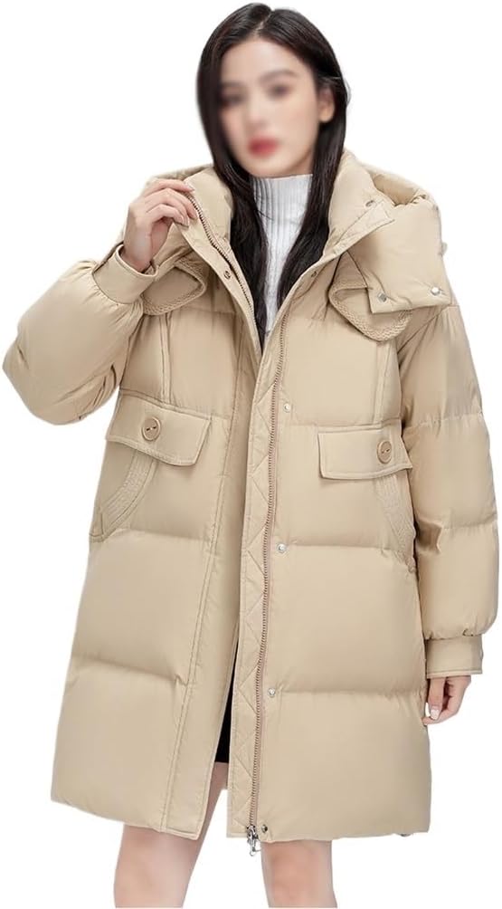 Fall And Winter Mom's Down Jacket Medium-length Hooded Thickened Warm Loose Casual