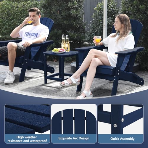 Plawdlik HDPE Outdoor Table, All Weather Adirondack Side Table, Navy - image 3