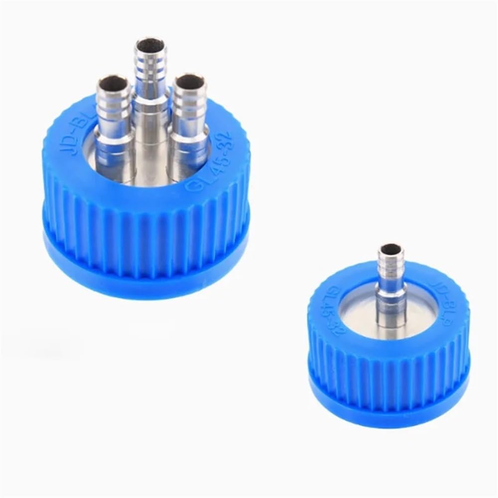 Cristalería de Laboratorio Botella de fase móvil GL45, tapa de acero inoxidable de plástico, tapa de botella de reactivo de dos vías, doble vía, tres vías y cuatro vías.(L)