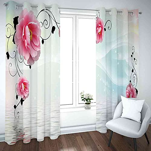 Rideau occultant enfant 200x160 cm fleurs roses à oeillets isolant - 4