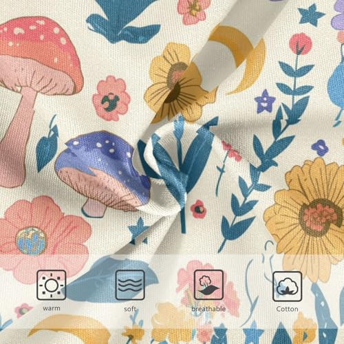 Wusikd Colorful Mushrooms Girls' Underwear Cotton Flowers Moons Girls Briefs Soft Toddler Underwear 2T3