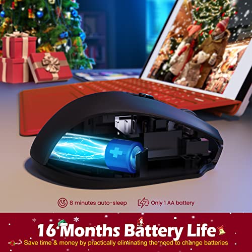 Wireless Mouse, D-09 Computer Mouse USB Cordless Mice for Laptop, Ergo Grips, Lightspeed 5-Level 2400 DPI, 16 Months Battery, Portable for PC Mac Chromebook (Black) - Image 6