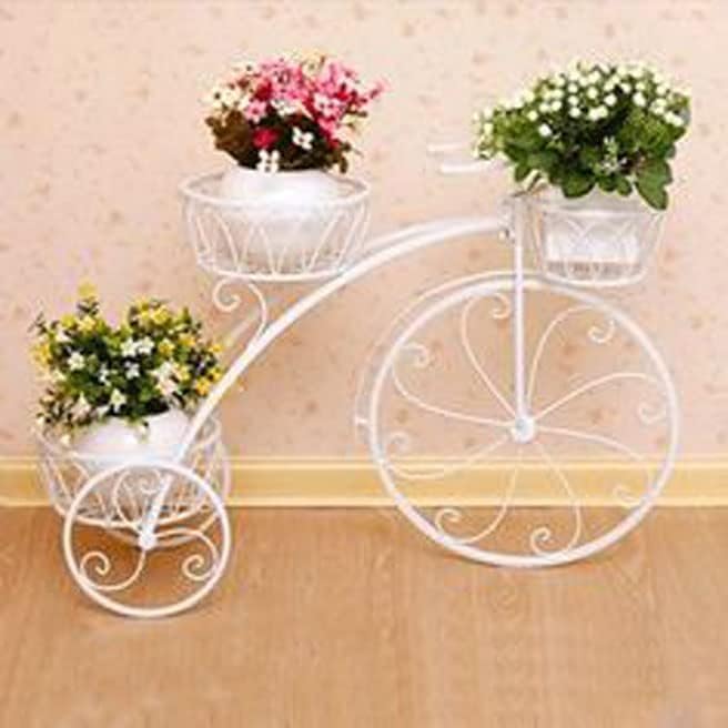 Image of Bee Creative Attractive Multi Tired Plant Stand Indoor /Outdoor, Multipurpose Stand, Racks, Planter Stand (Cycle White)