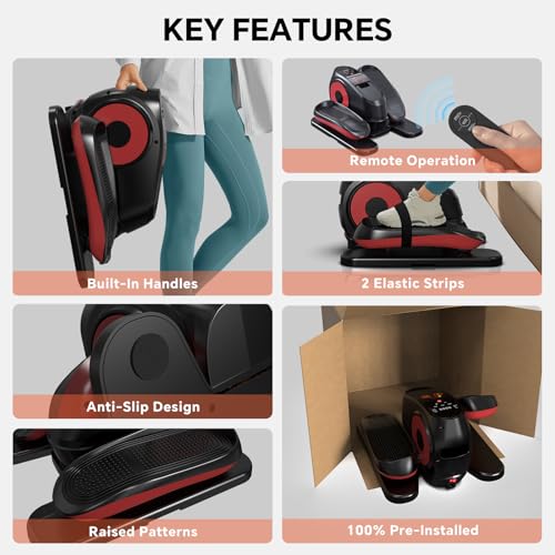 MAXPLUS 2025 New Under Desk Elliptical Machine, Electric Exerciser Pro with 16 Adjustable Speed, Quiet and Fully Assembled with Remote Control & Non-Slip Foot Straps - Image 5