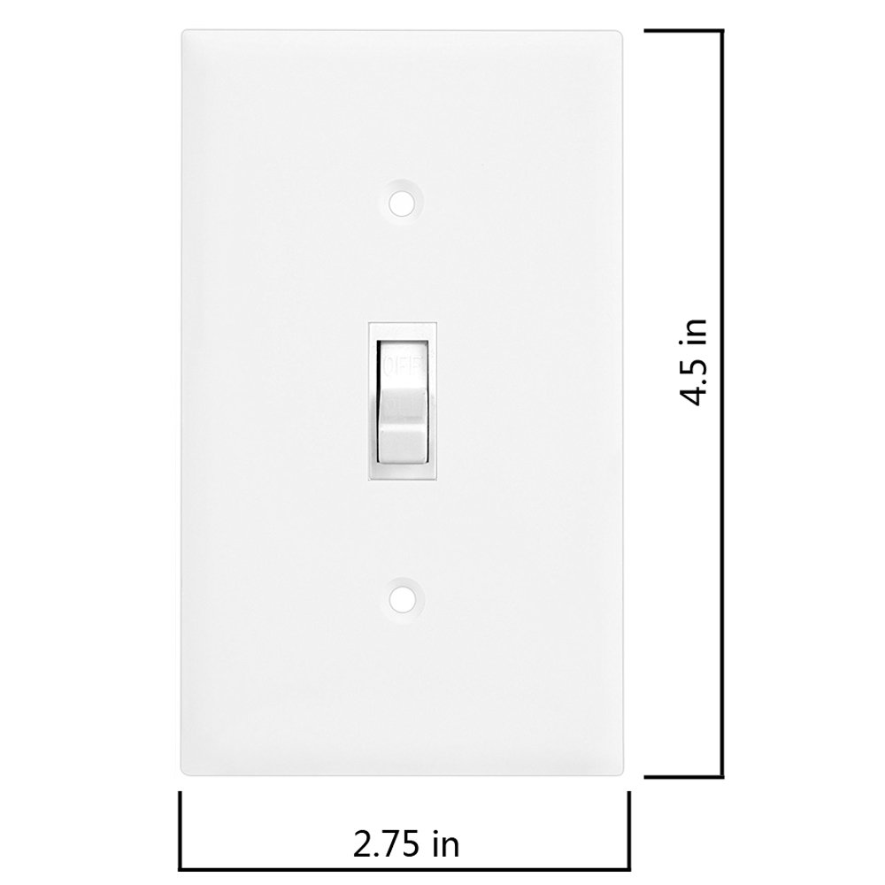 Rocker 1-Gang Decora GFCI Device Rectangular Light Switch Cover Plates Standard Size Device Mount, 8-pieces ,White (White-Toggle Light Switch Cover)