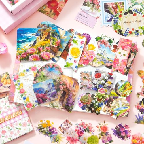 Image of MGNLR Vintage Aesthetic Scrapbook Kit(346Pcs) Scrapbooking Supplies Kit with Bullet Junk Journal,Stationery,A6 Grid Notebook Journaling Gift for Girl (Blooming Spring)