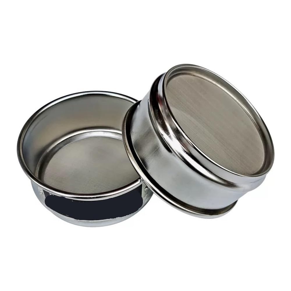 Sito laboratoryjne, Pokrywa o średnicy 10 cm + spód + sito testowe do pobierania próbek laboratoryjnych, siatka ze stali nierdzewnej 0,026–2 mm(0.3mm)