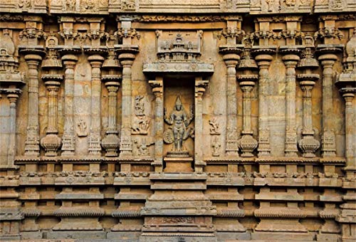 YEELE 7x5ft Old Indian Temple Backdrop Vintage Medieval Hindu Temple Indian Resort Temples Ancient Stone Statue Photography Background Portrait Photoshoot Studio Props