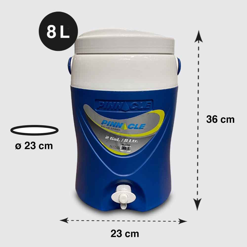Pinnacle Bidon à eau avec robinet – Thermos eau froide, distributeur d'eau haute résistance, isolant PU Premium, idéal pour l'extérieur et le camping (8 L)