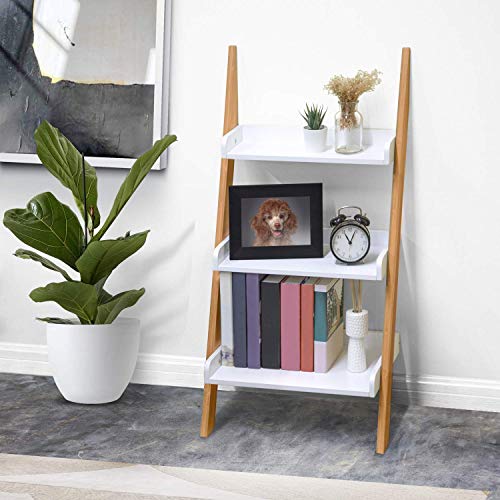 Image of Ladder Shelf | 3-Tier, Natural Bamboo and MDF Shelving | Modern Essence Collection