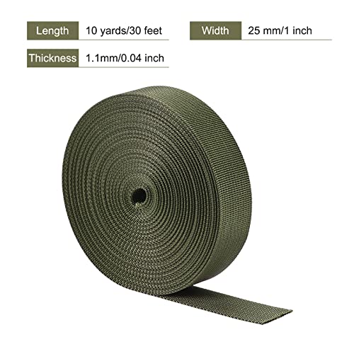 Image of MECCANIXITY Flat Nylon Webbing Strap 1 Inch 10 Yards Olive for Backpack, Luggage-rack
