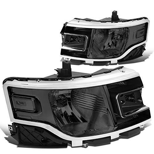 Factory Style Front Bumper Headlight Head Lamps Compatible with Ford Flex 13-19, Driver and Passenger Side, Smoked Lens Clear Corner