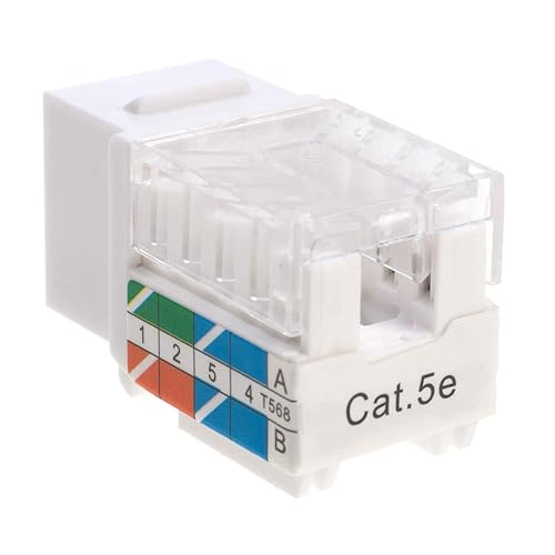 Miniatura 10 de SATMAXIMUM RJ45 Cat5e CAT6 Keystone Ethernet Wall Jack Punch Down UTP 45 grados (terminación más fácil que 90 grados), perfil delgado negro (5)