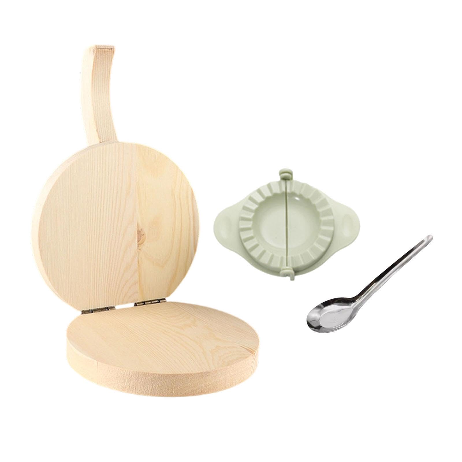 Dumpling Maker Press Kit Wood Dumpling Presser for Ravioli Empanadas Wontons Ligth Brown Round-image-39