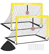 Kit De 2 Buts De Foot Pliables – 120x90x90 Cm, Avec Cible, Ballon, Pompe, 15 Cônes, Sac De Transport – Pour Jardin, Plage, Parc